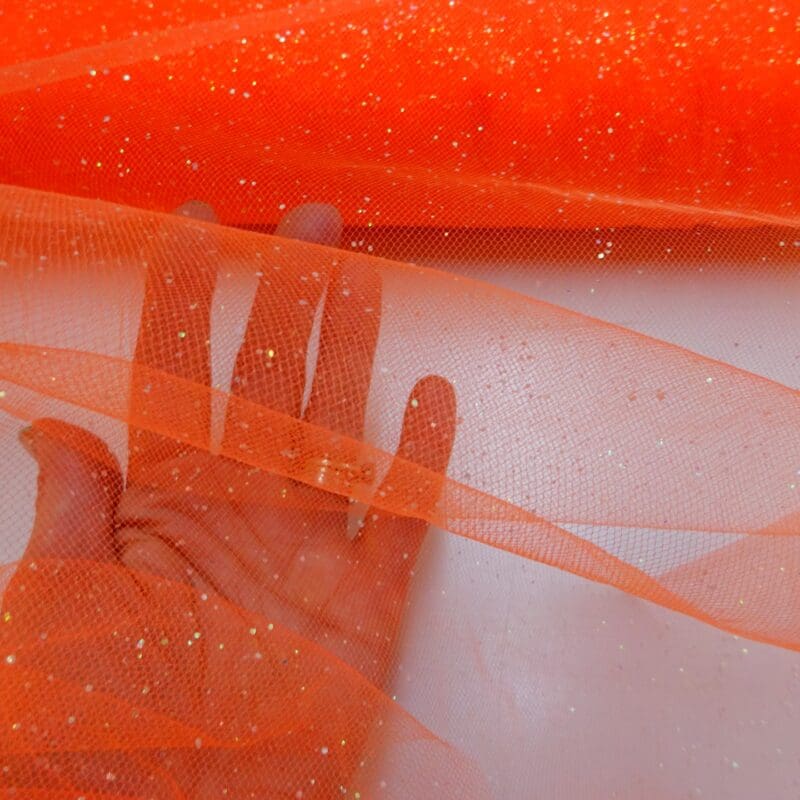 Halloween Netting Fabric Halloween Sparkle Crush Orange