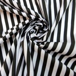 Polyester Cotton Fabric 1cm Stripe Black White