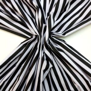 Polyester Cotton Fabric 1cm Stripe Black White