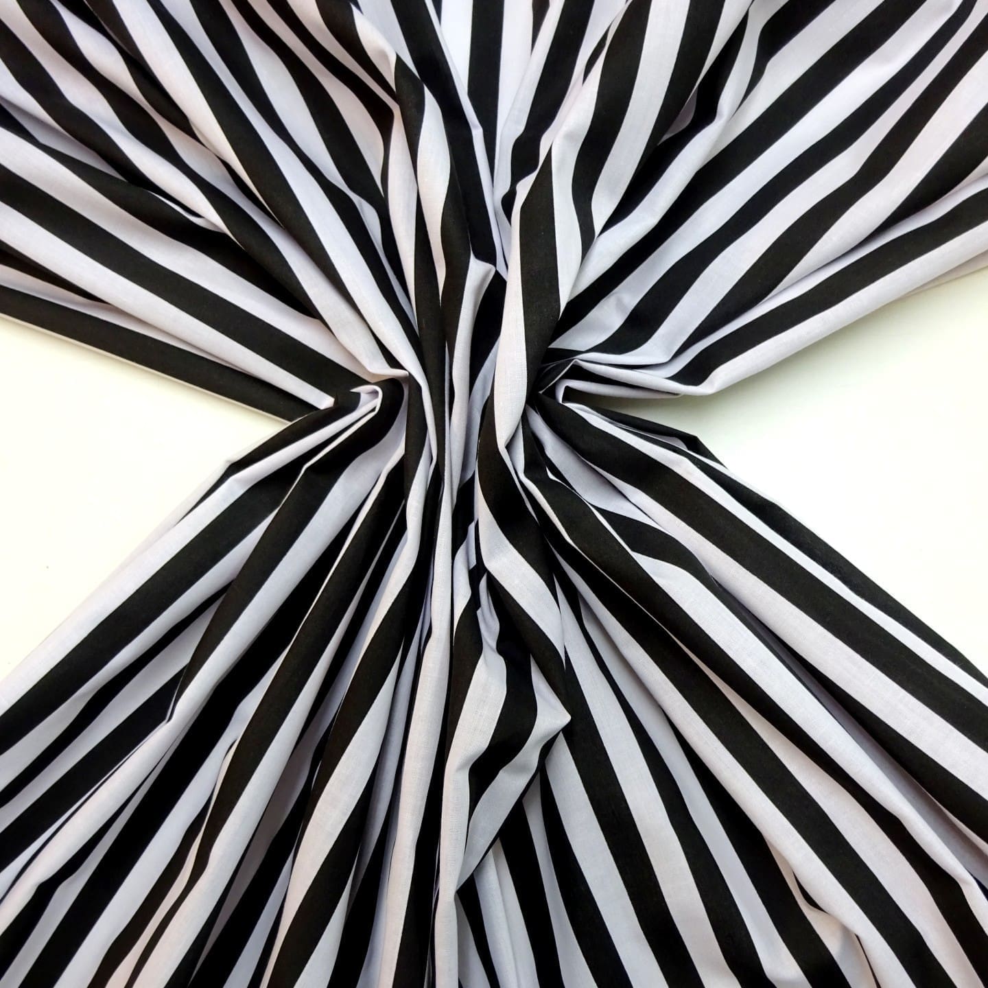 Polyester Cotton Fabric 1cm Stripe Black White