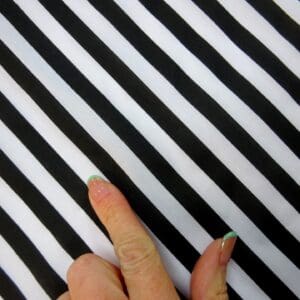 Polyester Cotton Fabric 1cm Stripe Black White