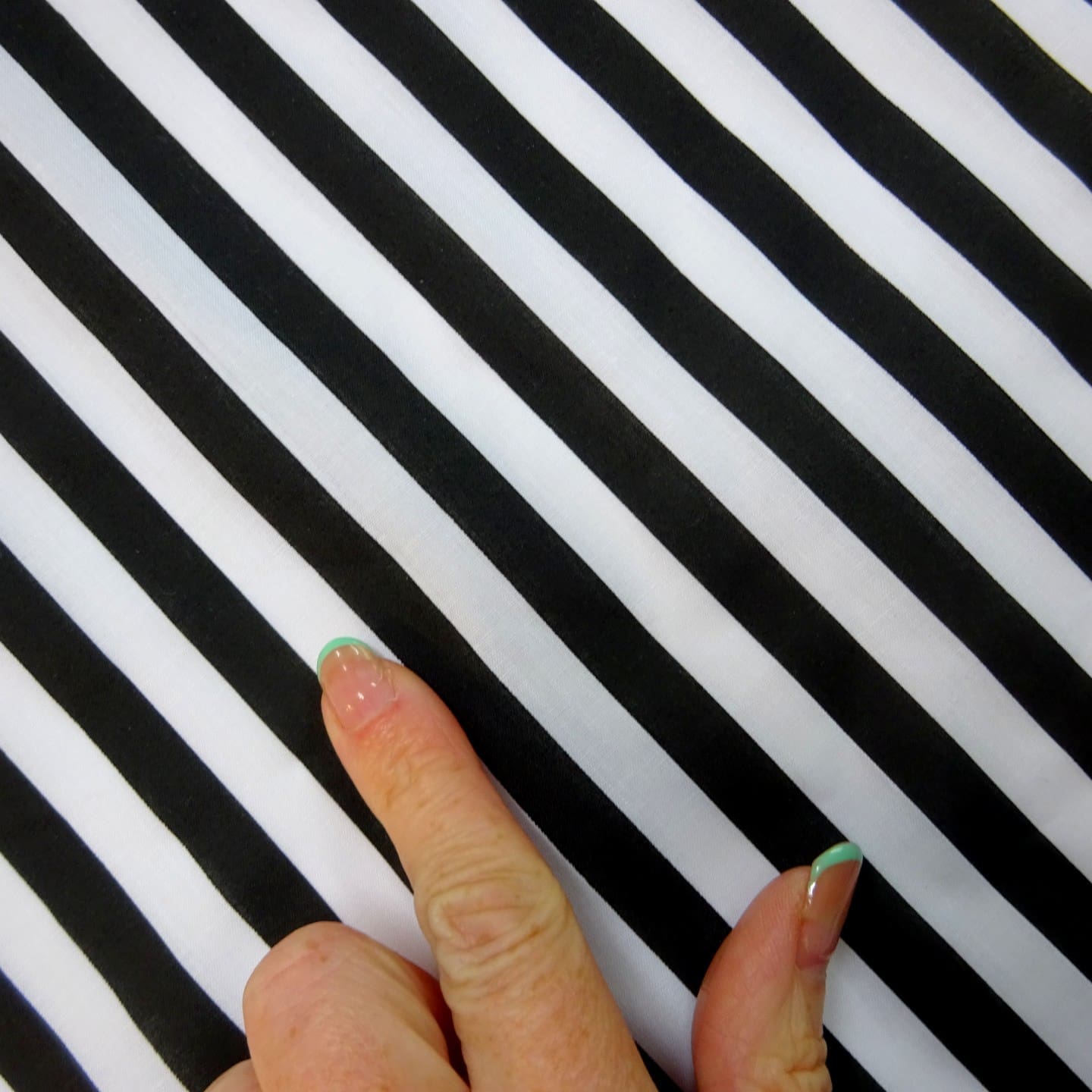 Polyester Cotton Fabric 1cm Stripe Black White