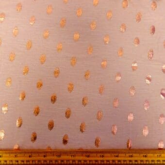 T-Shirting Fabric Foiled Almond Spice Blush Pink With Rose Foil