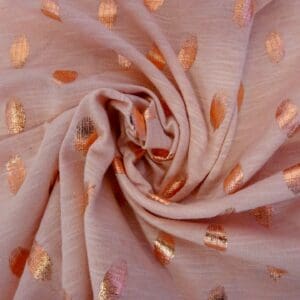 T-Shirting Fabric Foiled Almond Spice Blush Pink/Rose