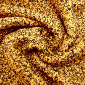 Jacketing Fabric Faux Boiled Wool Boucle Mustard Black