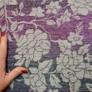 Curtain Fabric Upholstery Caracas Rose Aubergine Dark Grey