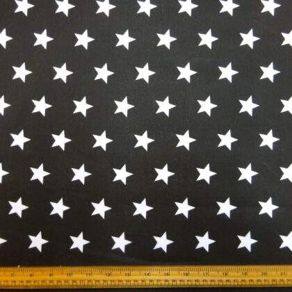 Halloween Polyester Cotton Fabric Wizard Stars Black