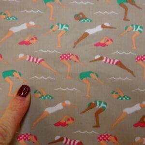 Polyester Cotton Fabric The Swim Team beige