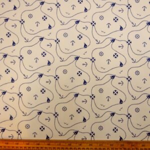 Polyester Cotton Fabric Portsmouth Ahoy Cream