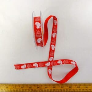 Christmas Ribbon Red 16mm Snow Owls Red