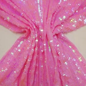 Sequin Fabric Rice Fringe Sequins Pink