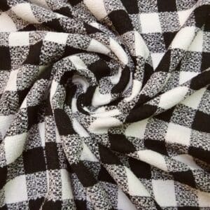 Suiting Fabric Boucle Squares Scottie Black White