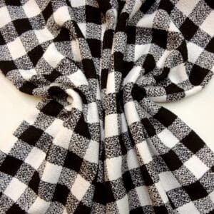 Suiting Fabric Boucle Squares Scottie Black White