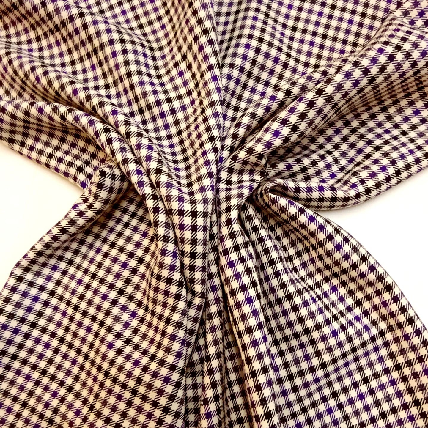 Suiting Fabric English Formal Checks Tally Ho Purple Cream