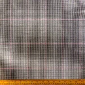 Suiting Fabric Poly Viscose Dog Tooth Day Check Black White With Minute Pink Glitter Thread