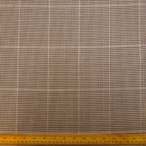 Suiting Fabric Poly Viscose Check Lady Duna Bunk Brown Beige With Minute Pink Glitter Thread