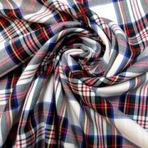 Suiting Fabric Tartan Highland Kiss White