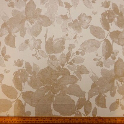 Curtain Fabric Satin Finish Venus Fly Flower Beige And Cream