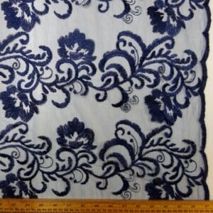 Lace Fabric Embroidered Double Scalloped Nocturn Navy