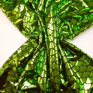 Lycra Spandex Fabric Foiled Scaled Shells Lime