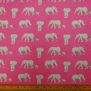 Polyester Cotton Fabric Edna Elephant Pink