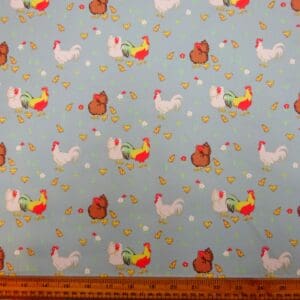 Polyester Cotton Fabric Home To Roost blue