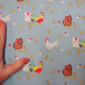 Polyester Cotton Fabric Home To Roost blue