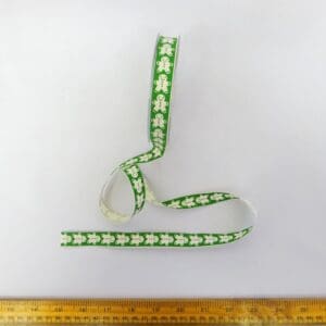 Christmas Ribbon 16mm Gingerbread Men Green