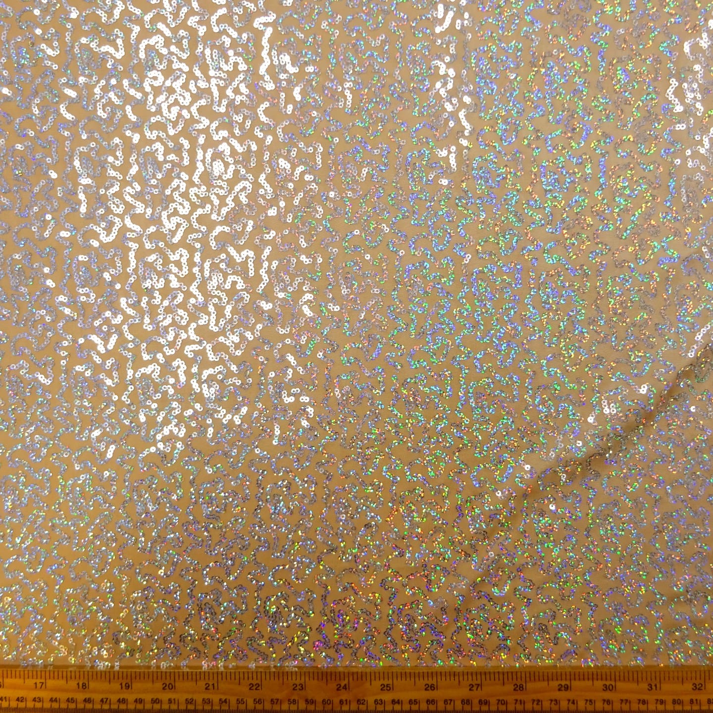Sequinned Lycra Fabric Nude