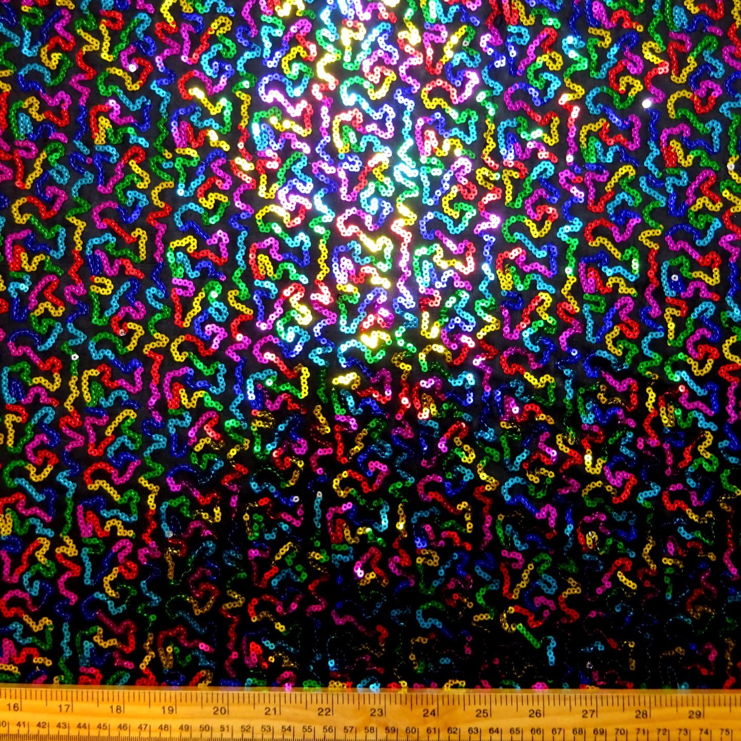 Sequinned Lycra Fabric Rainbow