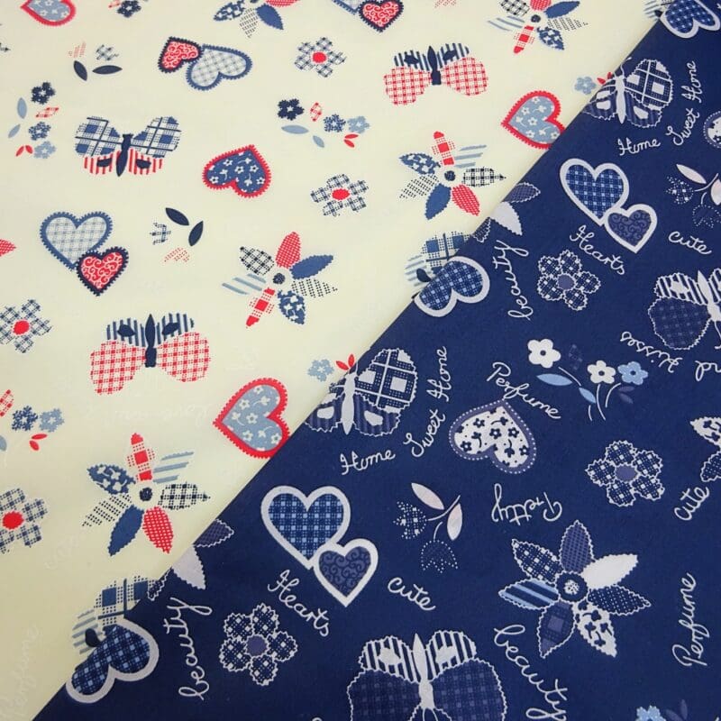 Polyester Cotton Fabric Dutch Hearts