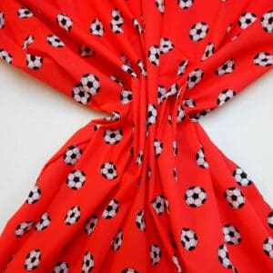 Polyester Cotton Fabric Footballs Red