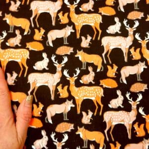 Polyester Cotton Fabric Bambi Meadow Black