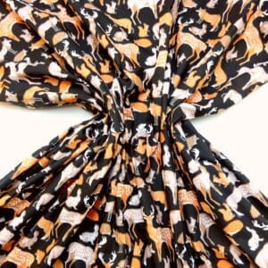 Polyester Cotton Fabric Bambi Meadow Black