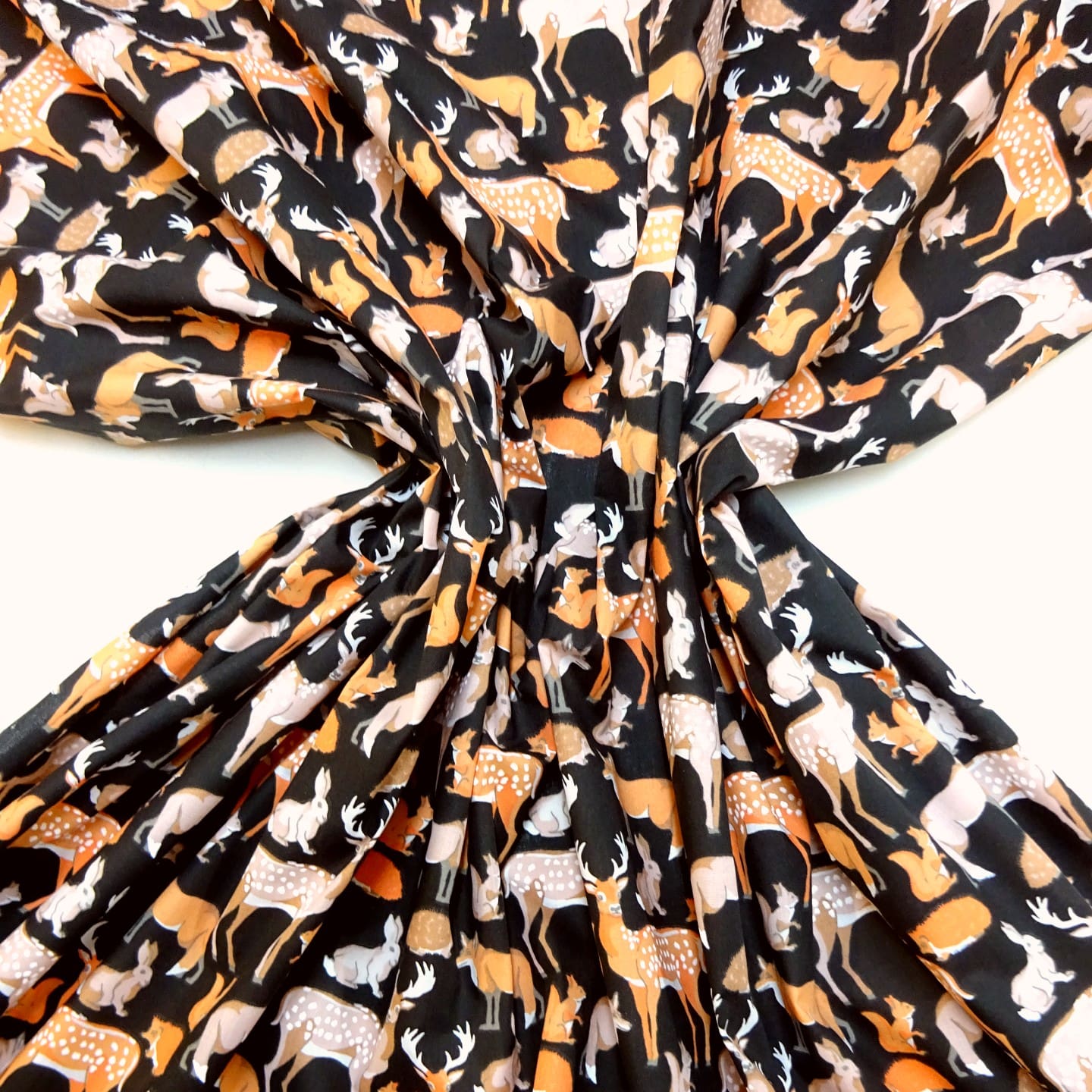 Polyester Cotton Fabric Bambi Meadow Black