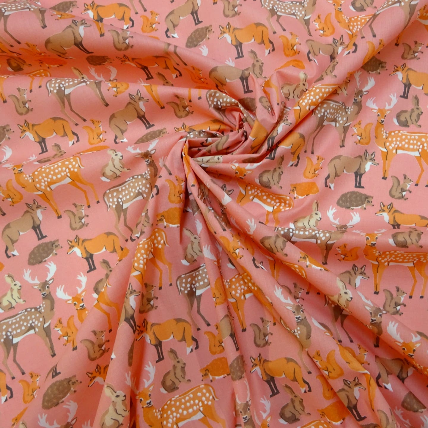 Polyester Cotton Fabric Bambi Meadow Peach