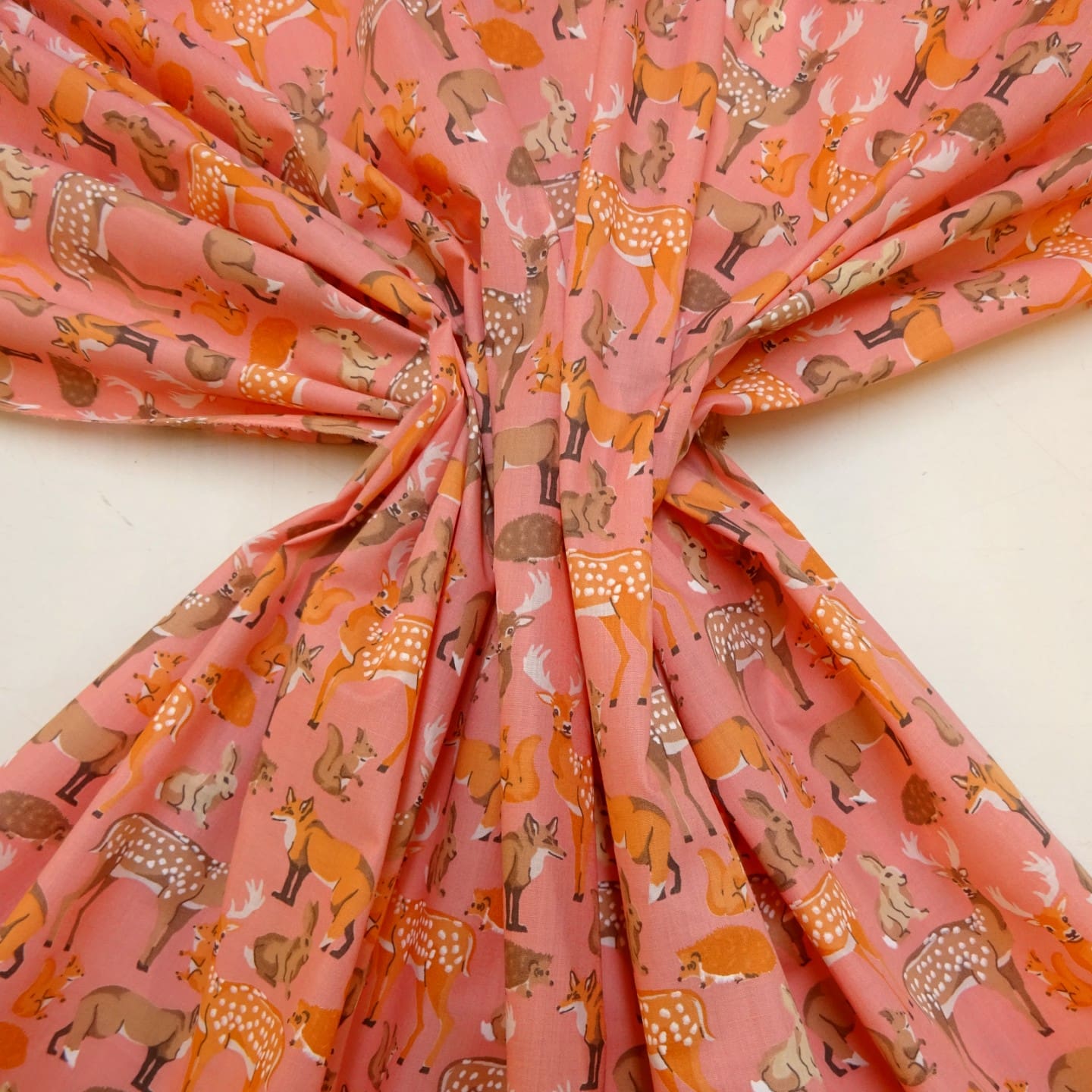 Polyester Cotton Fabric Bambi Meadow Peach