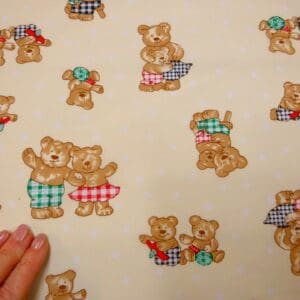 Polyester Cotton Fabric Tina And Tony Teddy Ivory