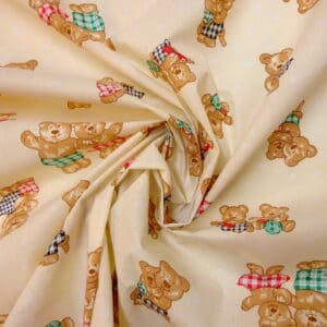 Polyester Cotton Fabric Tina And Tony Teddy Ivory