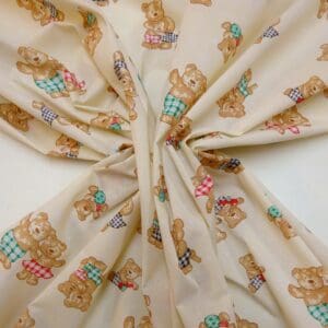 Polyester Cotton Fabric Tina And Tony Teddy Ivory