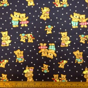 Polyester Cotton Fabric Tina And Tony Teddy Navy