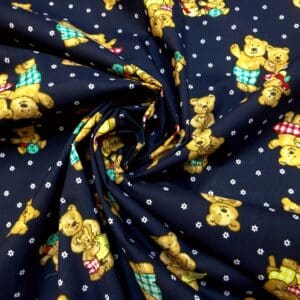Polyester Cotton Fabric Tina And Tony Teddy Navy