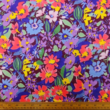Cotton Fabric Floral Springtime Wine