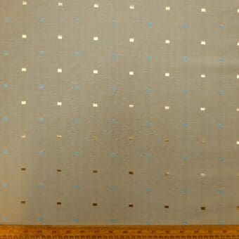 Brocade Fabric Shantung Finish Square Spot Sage