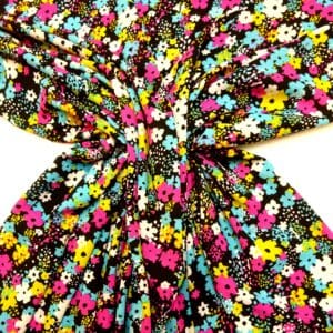 Crepe Fabric Polyester Wall Flowers Black Pink Turquoise