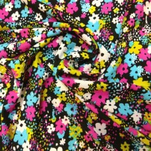 Crepe Fabric Polyester Wall Flowers Black Pink Turquoise
