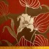 Curtain Fabric Satin Finish Gamma Leaves Brick Red