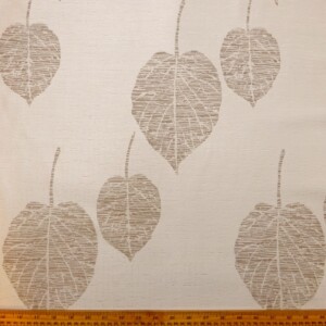 Curtain Fabric Satin Finish Tossca Leaf Cream Beige