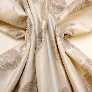 Curtain Fabric Satin Finish Tossca Leaf Cream Beige