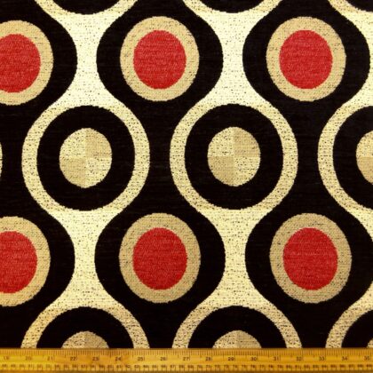 Curtain Fabric Egyptian Eyes Flax Weave Beige Black Red